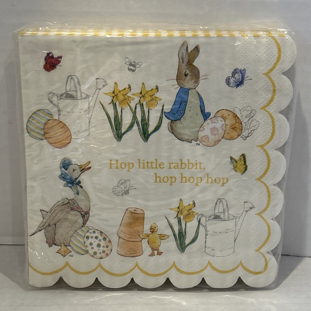 EASTER LUNCHEON NAPKINS ~ 32 Ct ~ 13" X 13" ~ HOP LITTLE RABBIT, HOP HOP HOP